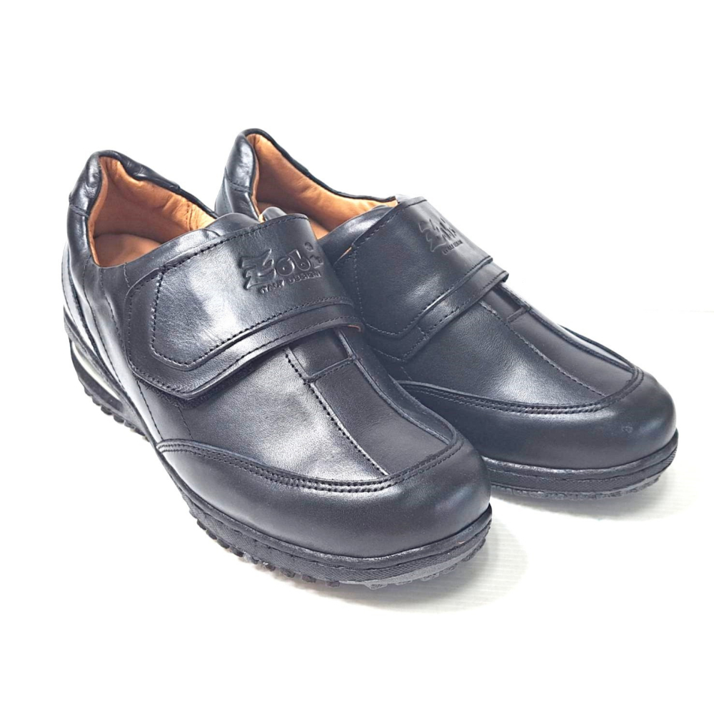 零碼鞋 25號 Zobr路豹 純手工製造 牛皮氣墊休閒男鞋 BB217 黑色 特價:1290元 鞋跟高度：3.8公分-細節圖3