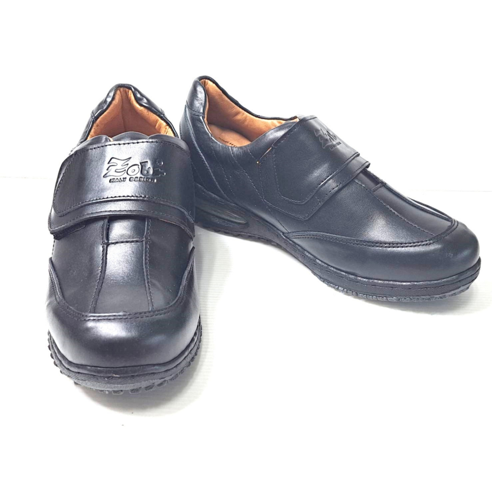零碼鞋 25號 Zobr路豹 純手工製造 牛皮氣墊休閒男鞋 BB217 黑色 特價:1290元 鞋跟高度：3.8公分-細節圖4