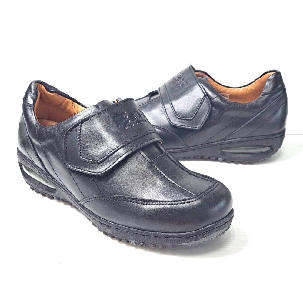 零碼鞋 25號 Zobr路豹 純手工製造 牛皮氣墊休閒男鞋 BB217 黑色 特價:1290元 鞋跟高度：3.8公分-細節圖5