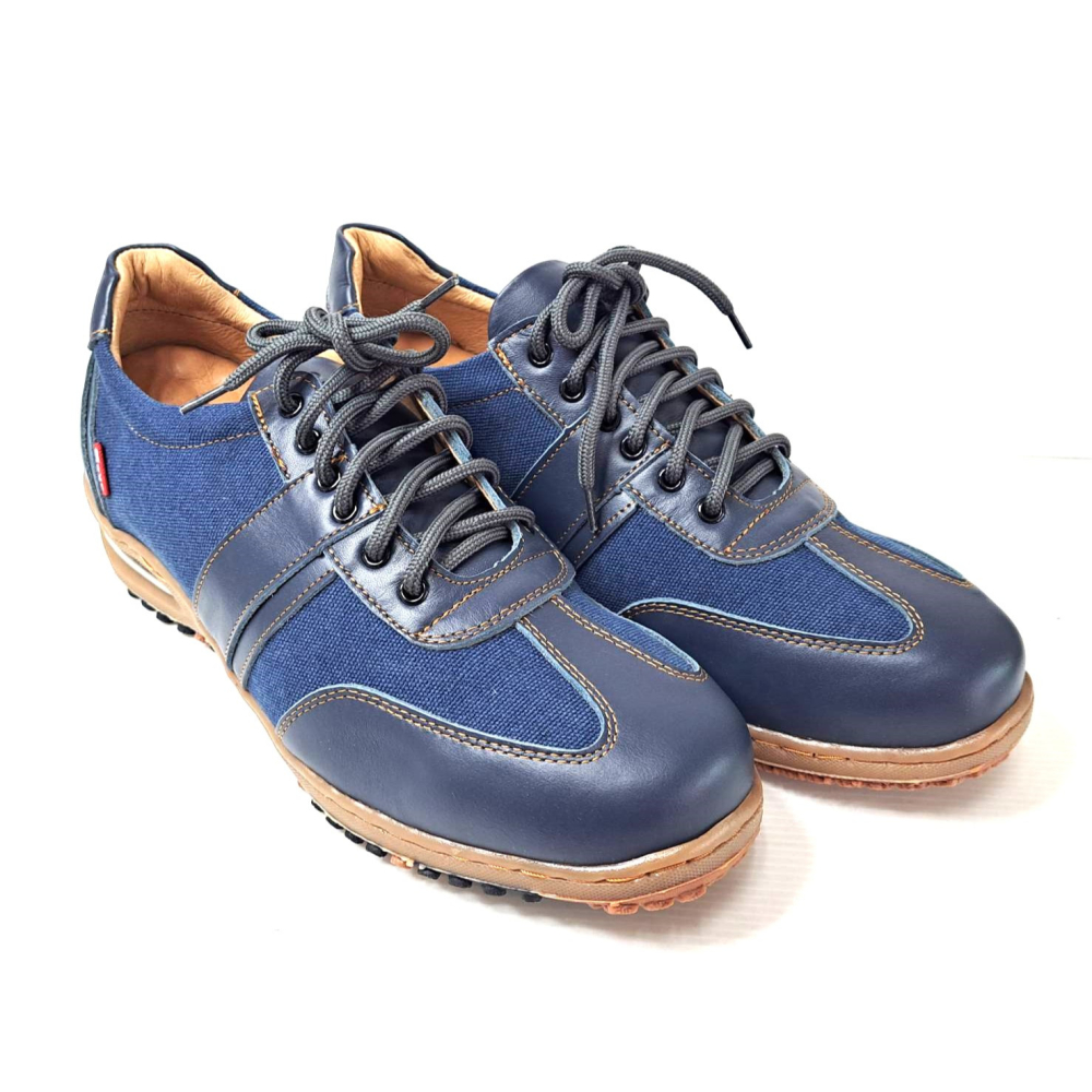 零碼鞋 29號 Zobr路豹 純手工製造 牛皮氣墊休閒男鞋 BB256 藍色  特價:1290元  鞋跟高度：3.8公分-細節圖3