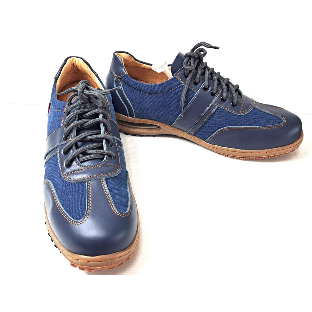 零碼鞋 29號 Zobr路豹 純手工製造 牛皮氣墊休閒男鞋 BB256 藍色  特價:1290元  鞋跟高度：3.8公分-細節圖4