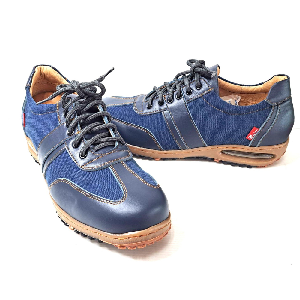 零碼鞋 29號 Zobr路豹 純手工製造 牛皮氣墊休閒男鞋 BB256 藍色  特價:1290元  鞋跟高度：3.8公分-細節圖5