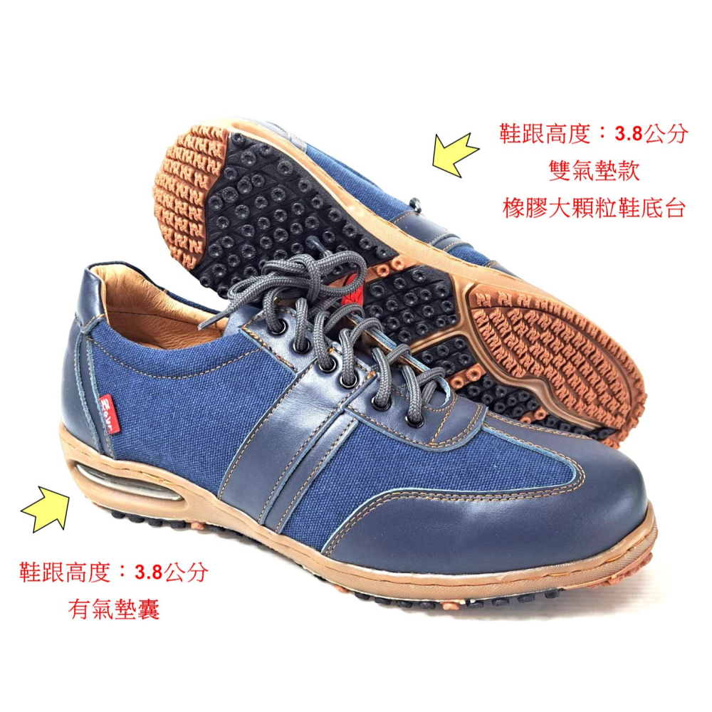 零碼鞋 29號 Zobr路豹 純手工製造 牛皮氣墊休閒男鞋 BB256 藍色  特價:1290元  鞋跟高度：3.8公分-細節圖6
