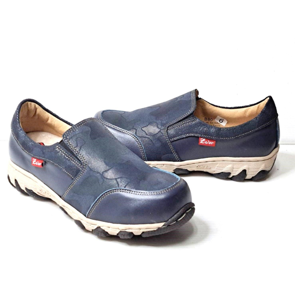 零碼鞋 6號 Zobr 路豹女款 牛皮氣墊方便鞋 DD80 深藍色 (DD系列) 特價1090元  #路豹  #ZOBR-細節圖5
