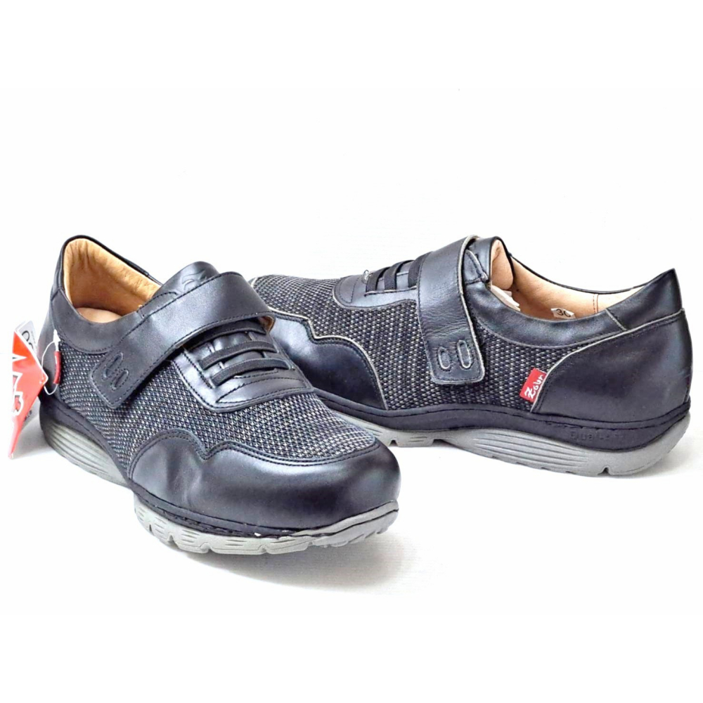 零碼鞋 30號 Zobr路豹純手工製造氣墊休閒男鞋 Z136 黑織色 特價:990元 輕底台 雙氣墊款 Z系列-細節圖4