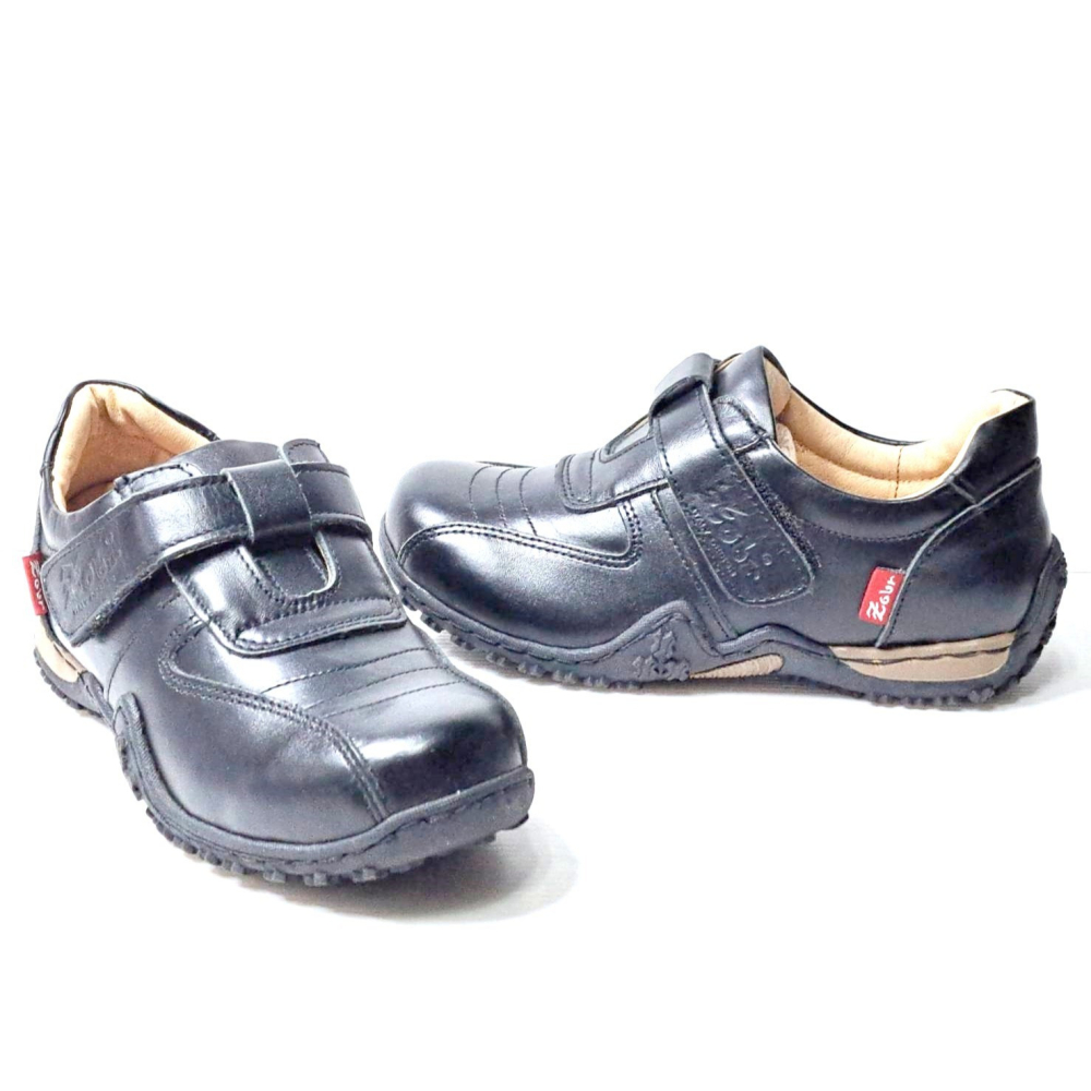 零碼鞋  5.5號 女鞋 Zobr 路豹 牛皮氣墊休閒鞋 BA59 黑色特價:990元 B系列  鞋跟高度：2公分-細節圖5