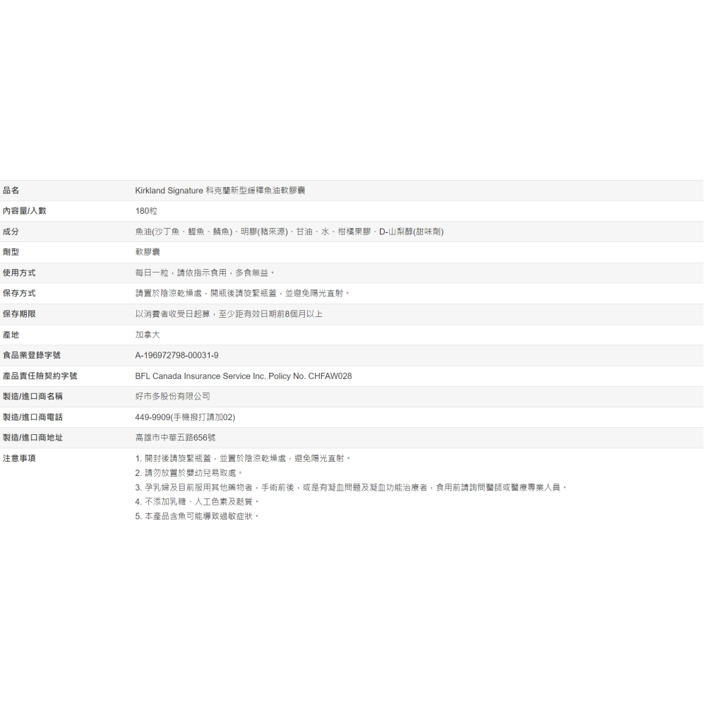 【好市多代購】Kirkland Signature 科克蘭新型緩釋魚油軟膠囊-細節圖4