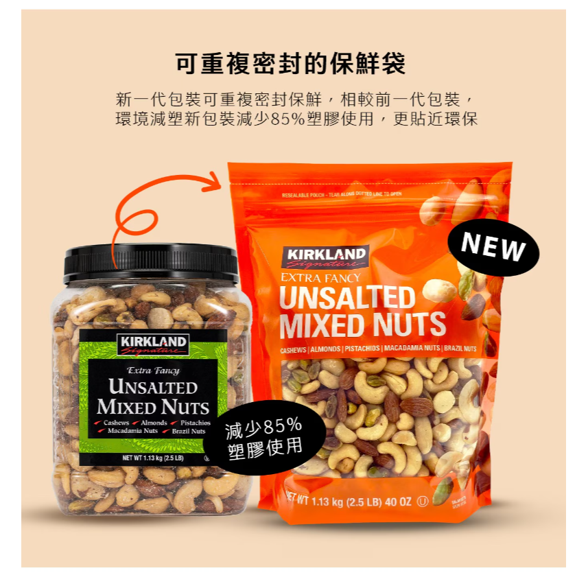 【好市多代購】Kirkland Signature 科克蘭 無調味綜合堅果 1.13公斤-細節圖6