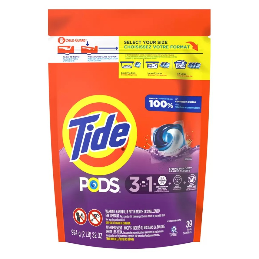 【好市多代購】汰漬 洗衣膠囊 春天草地香 39顆 X 4袋入-細節圖2