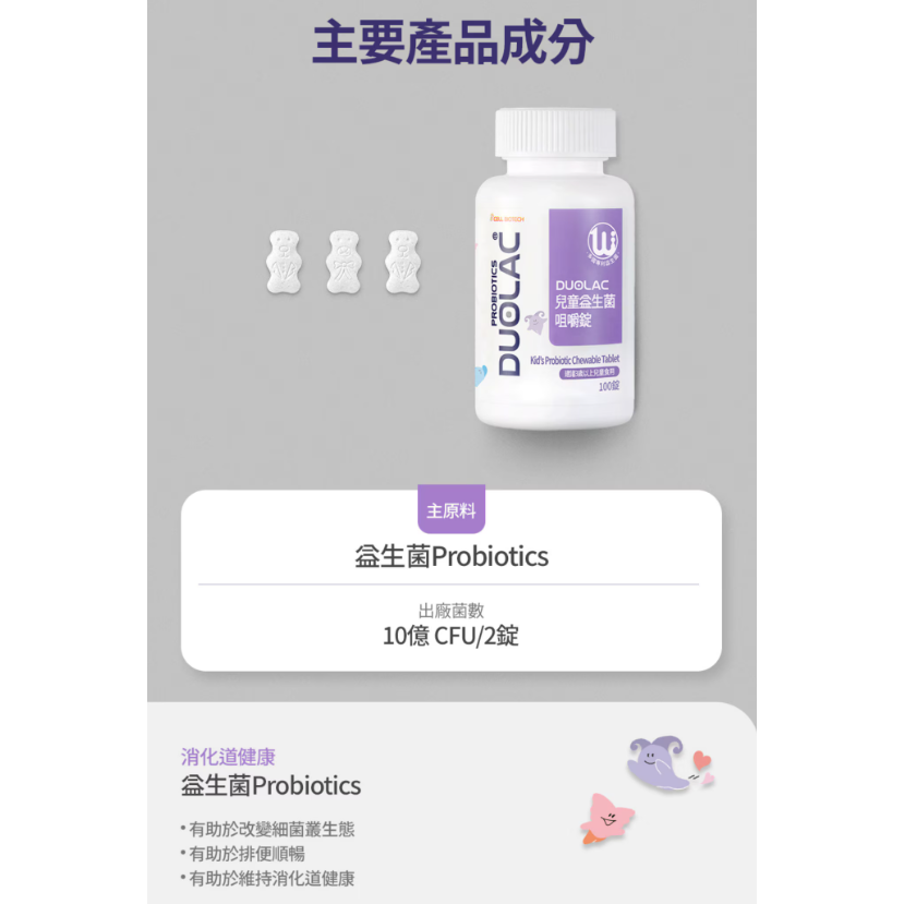 【好市多代購】Duolac 兒童益生菌咀嚼錠 100錠-細節圖6