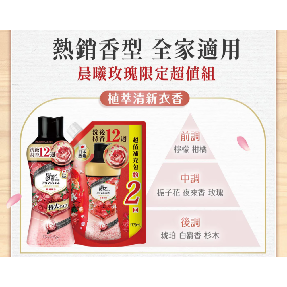【好市多代購】蘭諾 衣物芳香豆 晨曦玫瑰 885毫升 + 1770毫升補充包-細節圖5