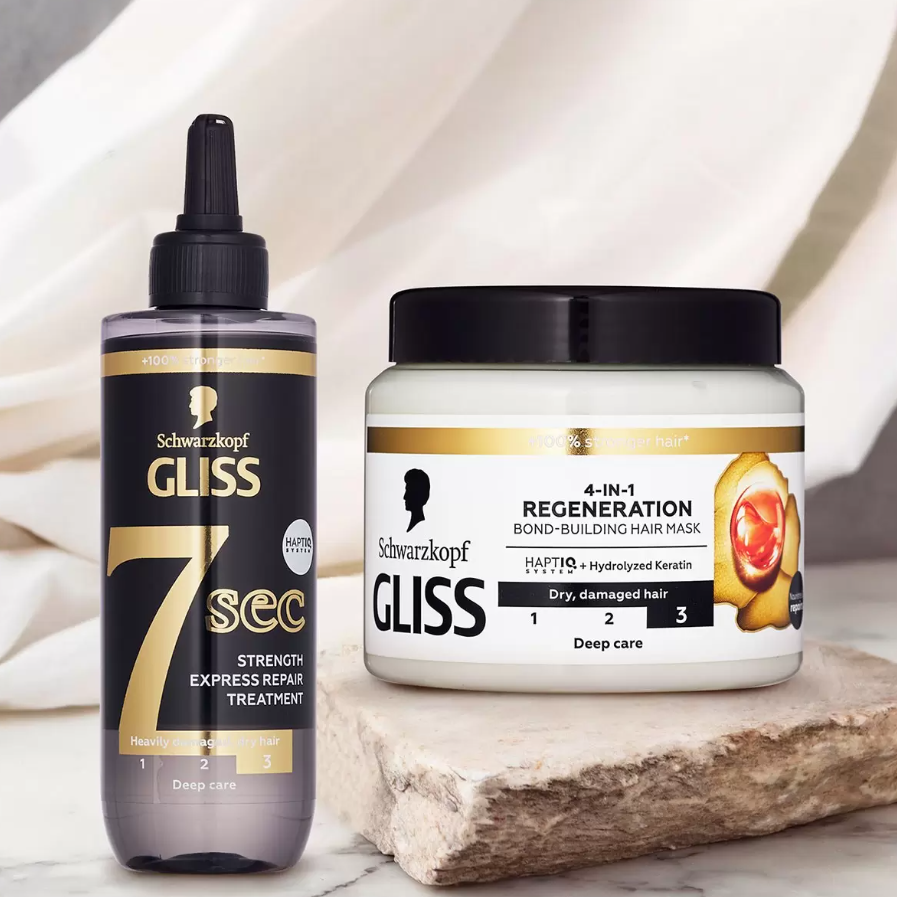 【好市多代購】施華蔻 GLISS 白金沙龍級護髮組 4效全能髮膜 400毫升 + 7秒修護水髮膜 200毫升-細節圖2