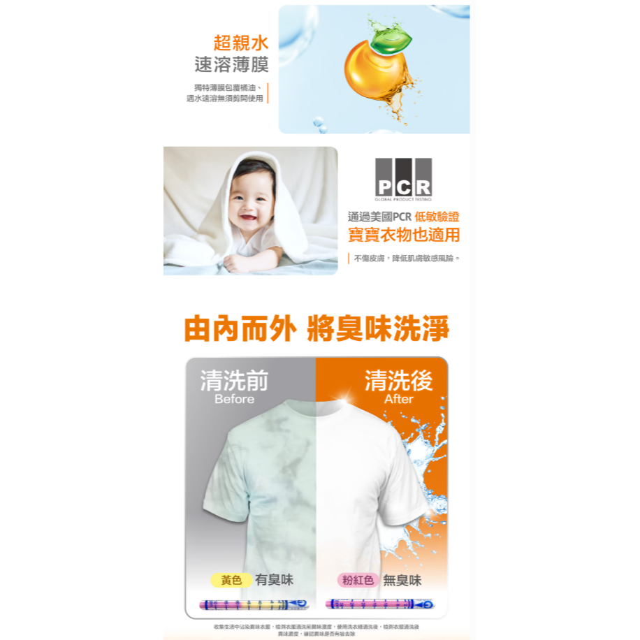 【好市多代購】橘子工坊 天然制菌除臭酵素洗衣膠囊 48顆 X 2袋入-細節圖6