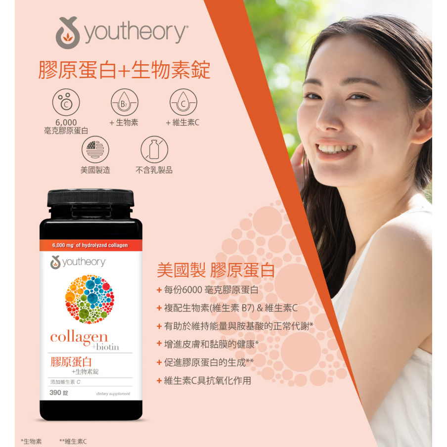 【好市多代購】Youtheory 膠原蛋白生物素錠 390錠-細節圖4