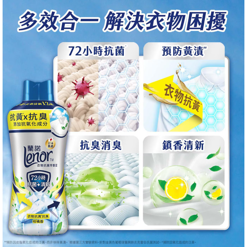 【好市多代購】蘭諾 衣物抗黃抗菌芳香豆 柑橘香 1900毫升-細節圖5