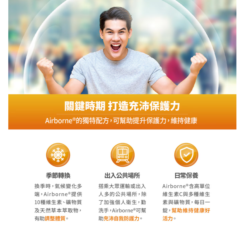 【好市多代購】Airborne 維生素A+C+E+紫錐菊+人參發泡錠(香橙口味)(食品) 30錠-細節圖7