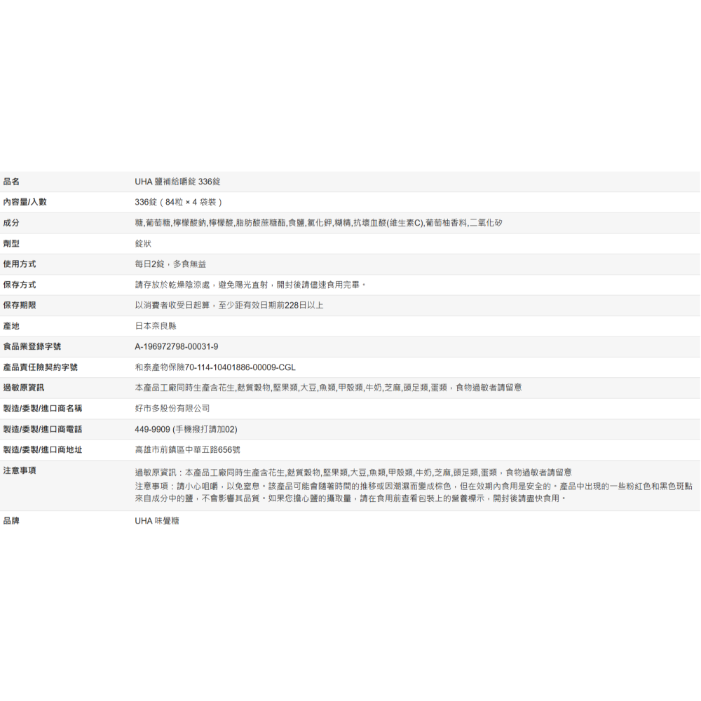 【好市多代購】UHA 鹽補給嚼錠 336錠-細節圖5