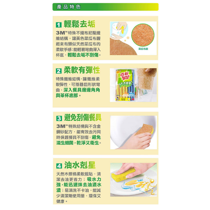 【好市多代購】Scotch-Brite 百利 木漿棉菜瓜布 14入-細節圖3