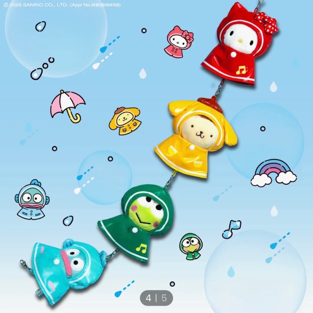 Olive young × Sanrio 聯名限定☔️ 雨衣造型娃娃鑰匙圈-細節圖4