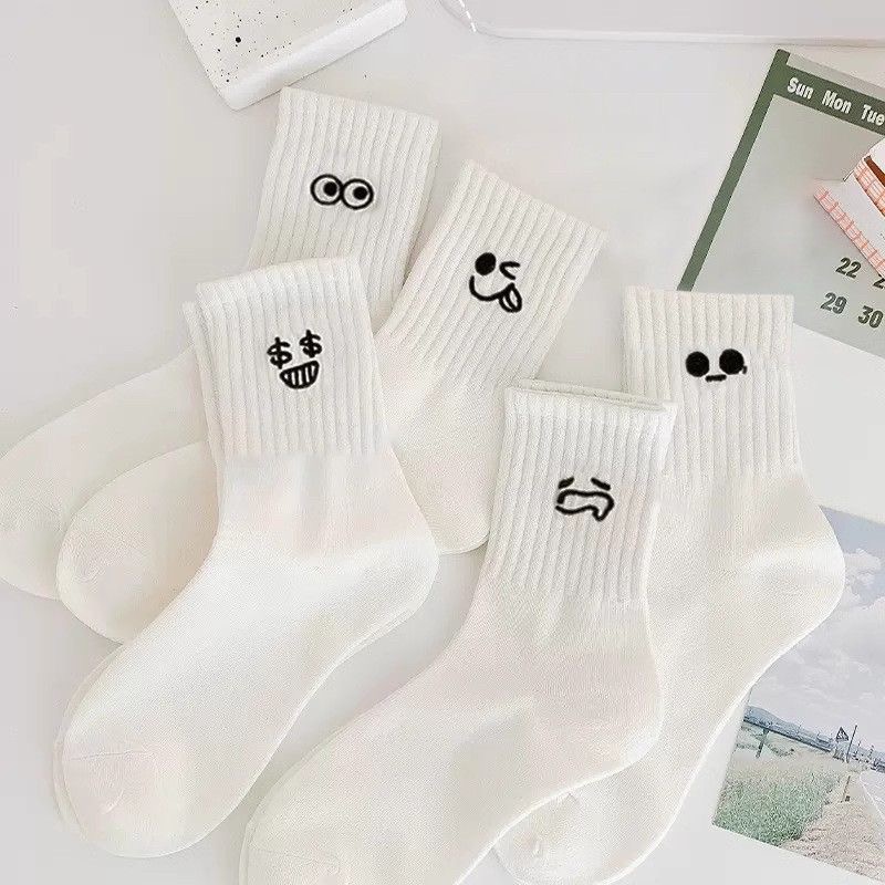 日系刺繡表情包中筒襪-細節圖3