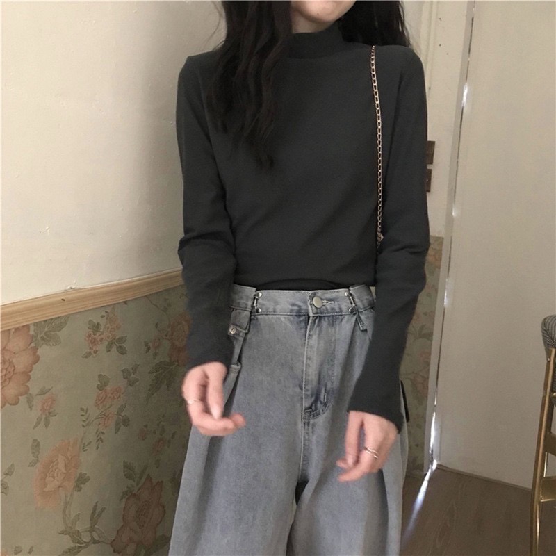 半高領合身德絨打底衫-細節圖5