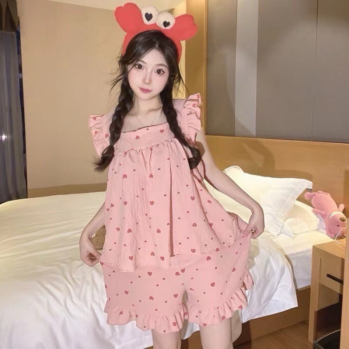 可愛泡泡袖兩件式睡衣-細節圖2