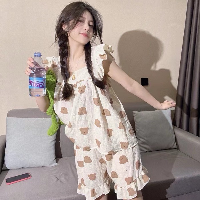 可愛泡泡袖兩件式睡衣-細節圖4