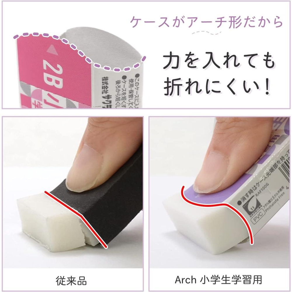 現貨★日本SAKURA 小學生橡皮擦 2B 4B 鉛筆橡皮擦 學習橡皮擦 5入組 日本代購-細節圖3