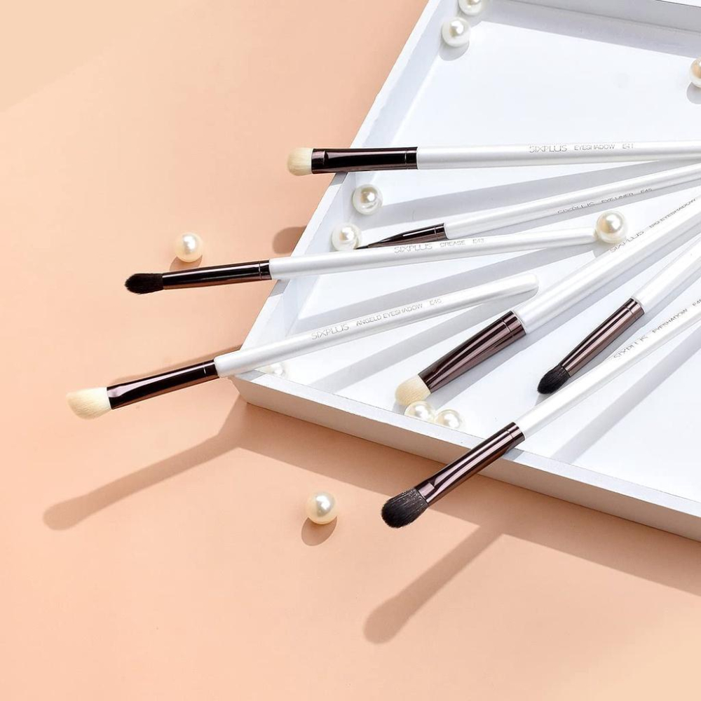 現貨★日本SIXPLUS 化妝刷具組 眼妝刷具7件套組 珍珠白 刷具 眼影 眼線 含化妝包 交換禮物-細節圖7