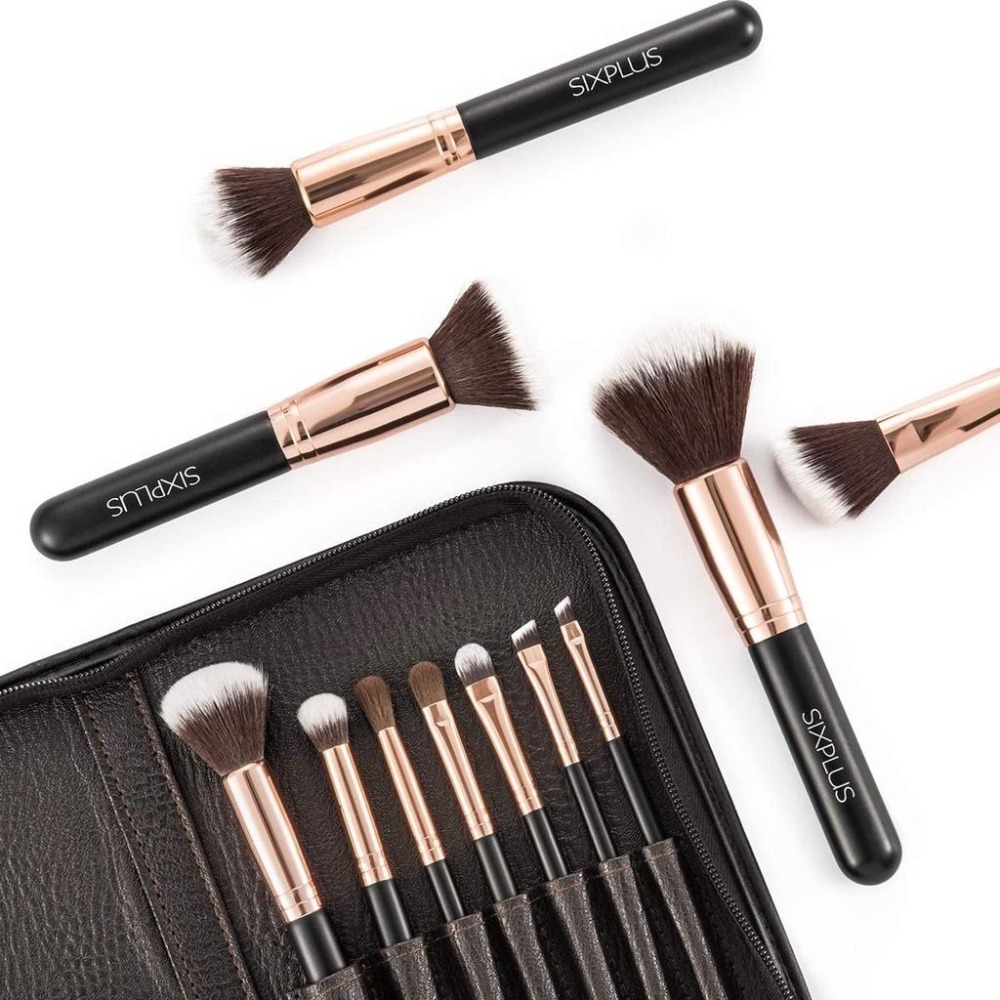 現貨★日本 SIXPLUS 化妝刷具組 玫瑰金 11件套組 刷具 蜜粉刷 粉餅刷 含化妝包 交換禮物-細節圖8
