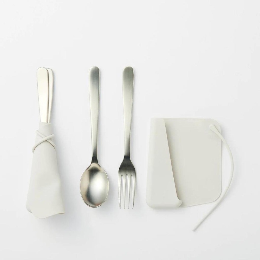 現貨★日本無印良品 矽膠餐具收納套 日本無印代購 無印 MUJI 環保餐具袋 野餐 露營 餐具袋-細節圖6