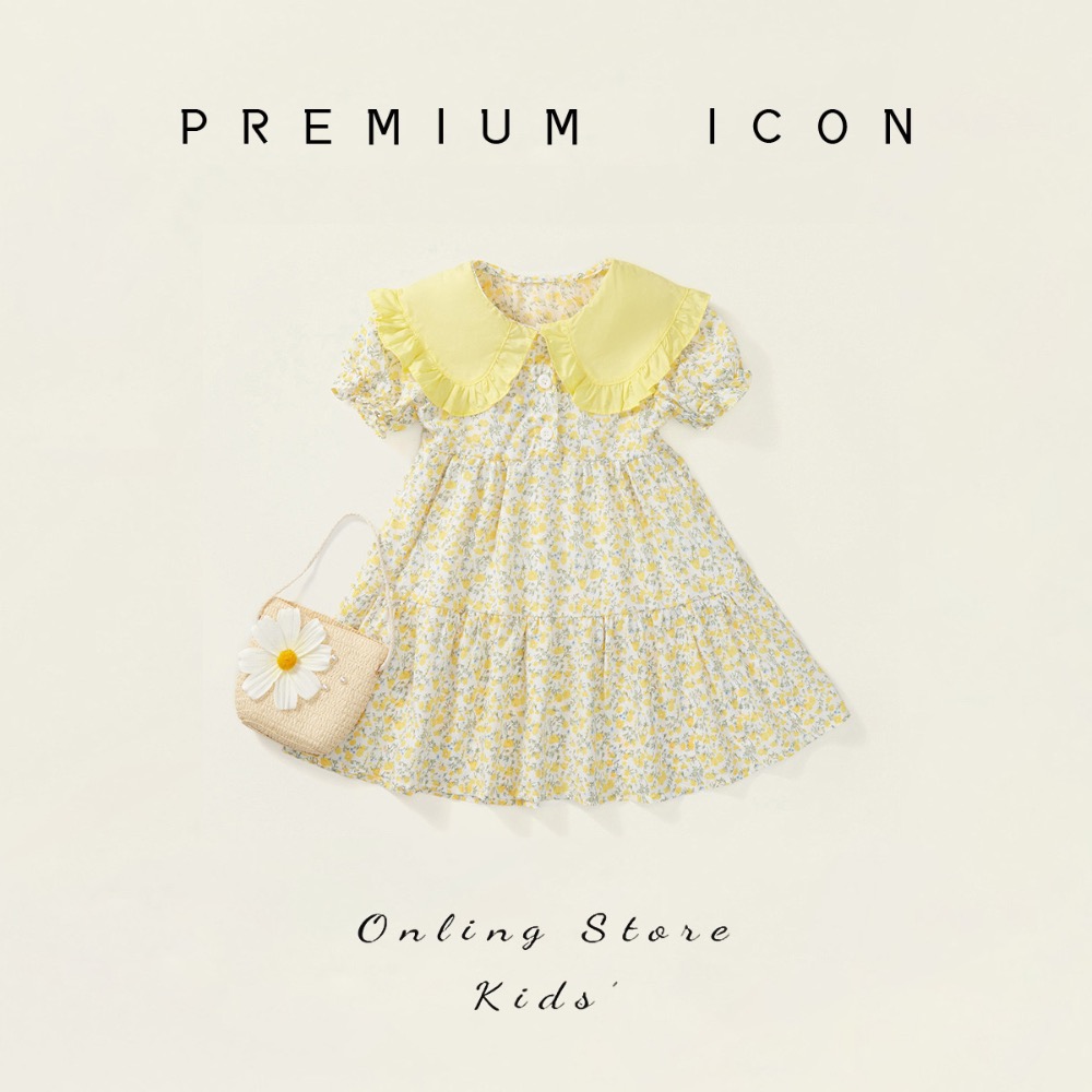 女童碎花連衣裙2024夏季新款韓版森系田園風寶寶洋氣童裙送包包-細節圖2