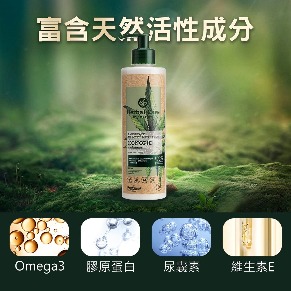 Herbal Care 波蘭植萃 - 大麻籽油植蘊膠原蛋白溫和潔膚乳 /卸妝清潔兩用-細節圖4