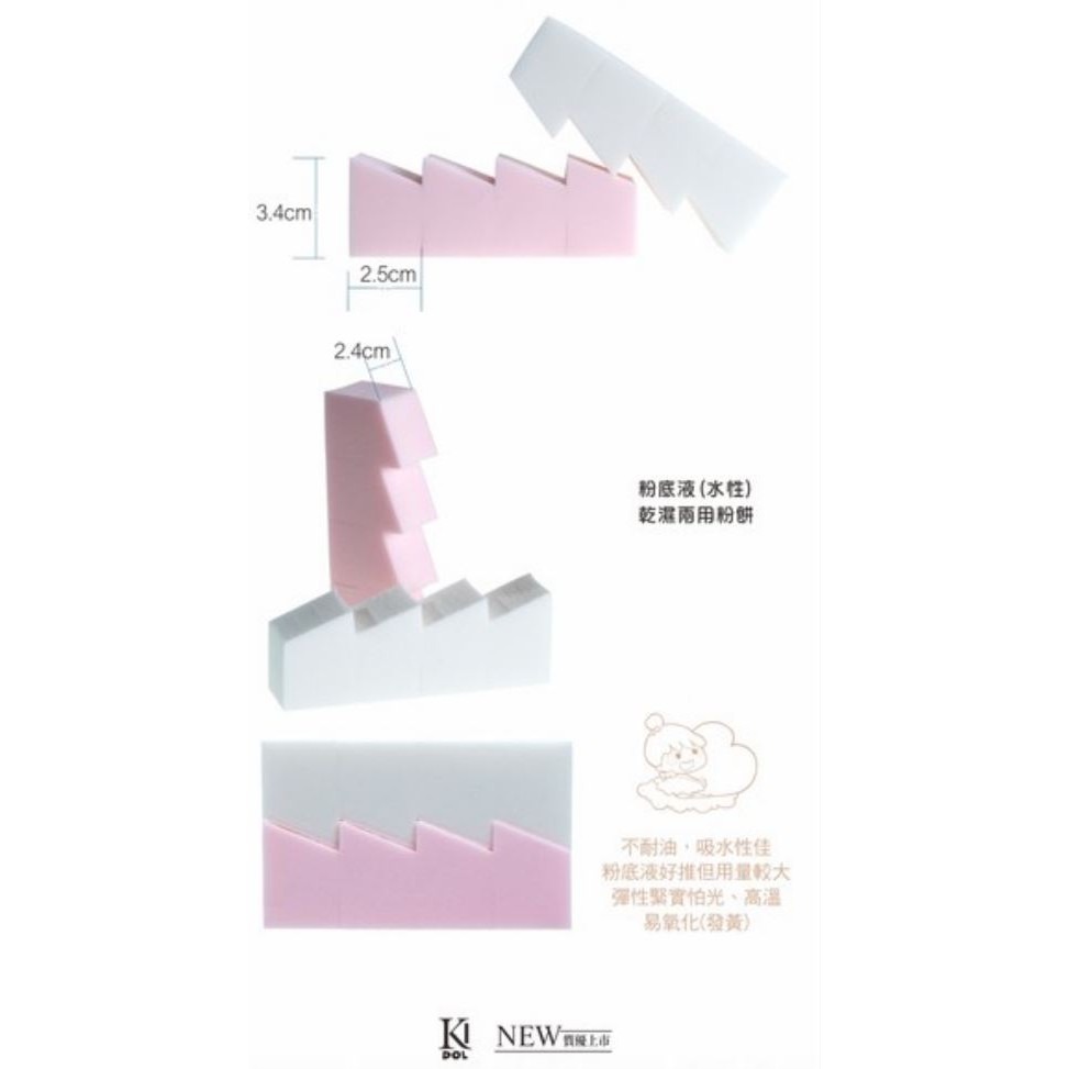 韓國KIDOL 柔彩梯形8切海棉 (8入) 8-0034-細節圖4