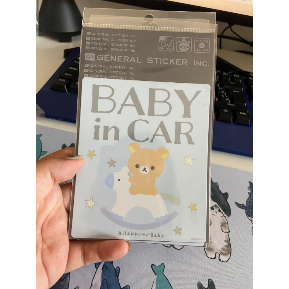 【台灣現貨】日本代購 正品Rilakkuma 拉拉熊懶懶熊 BABY IN CAR 磁吸車用標語-細節圖3