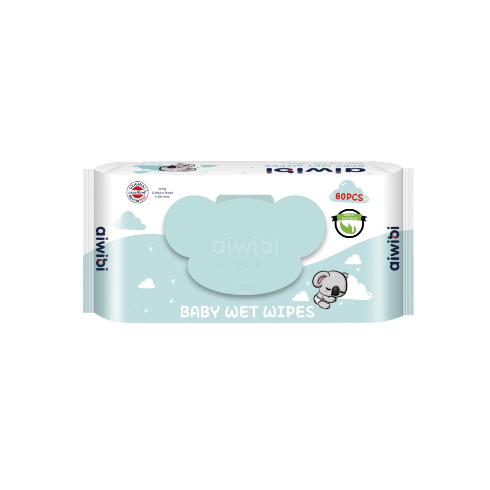 Aiwibi愛薇彼嬰兒濕紙巾 -乾濕兩用 敏感肌適用 無酒精 /草莓 厚型80抽 /茶樹精油80抽-細節圖2