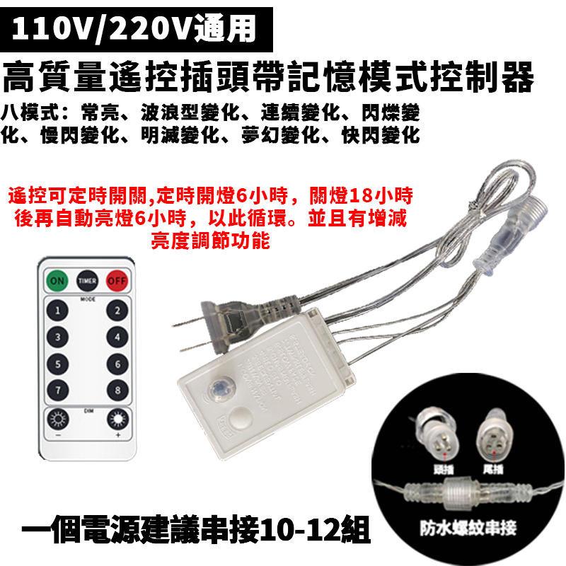 聖誕／春節裝飾燈 10米亮化工程串燈110v/220v  可串接 LED裝飾燈(電源另購)-規格圖7