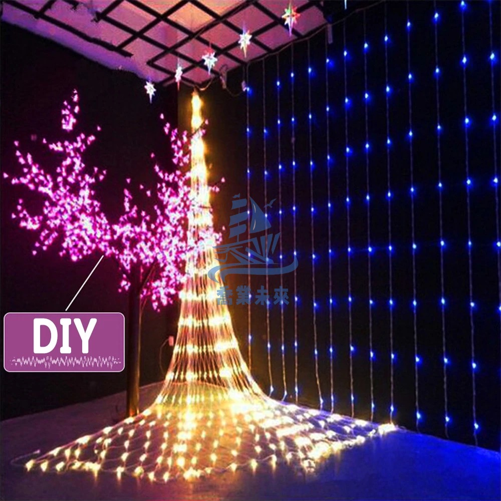 24小時出貨 3x3米 led燈串 流水瀑布燈 戶外防水裝飾燈 窗簾燈 聖誕樹燈 聖誕裝飾燈 樓梯燈 耶誕燈 110V-細節圖6