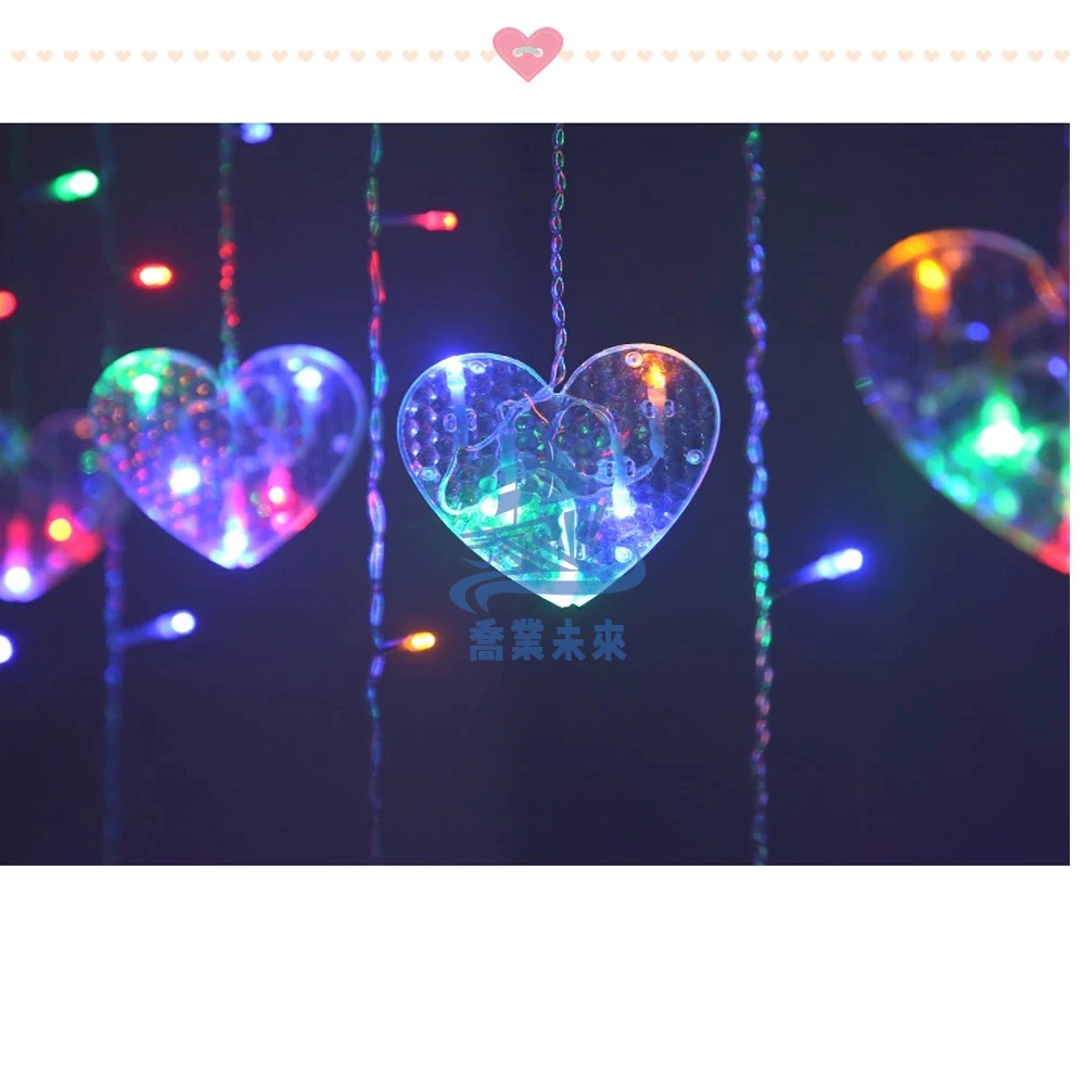 （預購） Led愛心窗簾燈 造型燈 3米led裝飾燈 8模式閃爍功能 表白 求婚 婚禮 派對 佈置裝飾燈-細節圖8