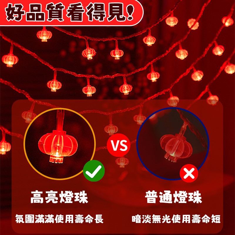［新春裝飾］春節燈籠燈串 燈籠 110V/220V 八模式閃爍 戶外防水led燈串-細節圖2