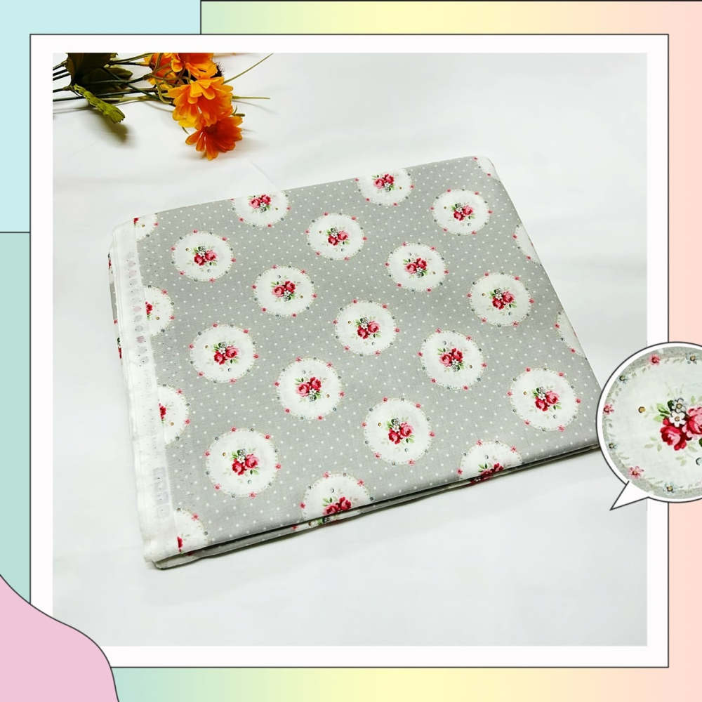 ⟪方糖拼布⟫玫瑰印花布/純棉100% /拼布/手作/超好看/賣完就沒有了！ /特價出清好看的布！/日本製/美國製-細節圖4