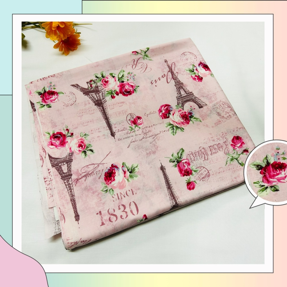 ⟪方糖拼布⟫玫瑰印花布/純棉100% /拼布/手作/超好看/賣完就沒有了！ /特價出清好看的布！/日本製/美國製-細節圖6