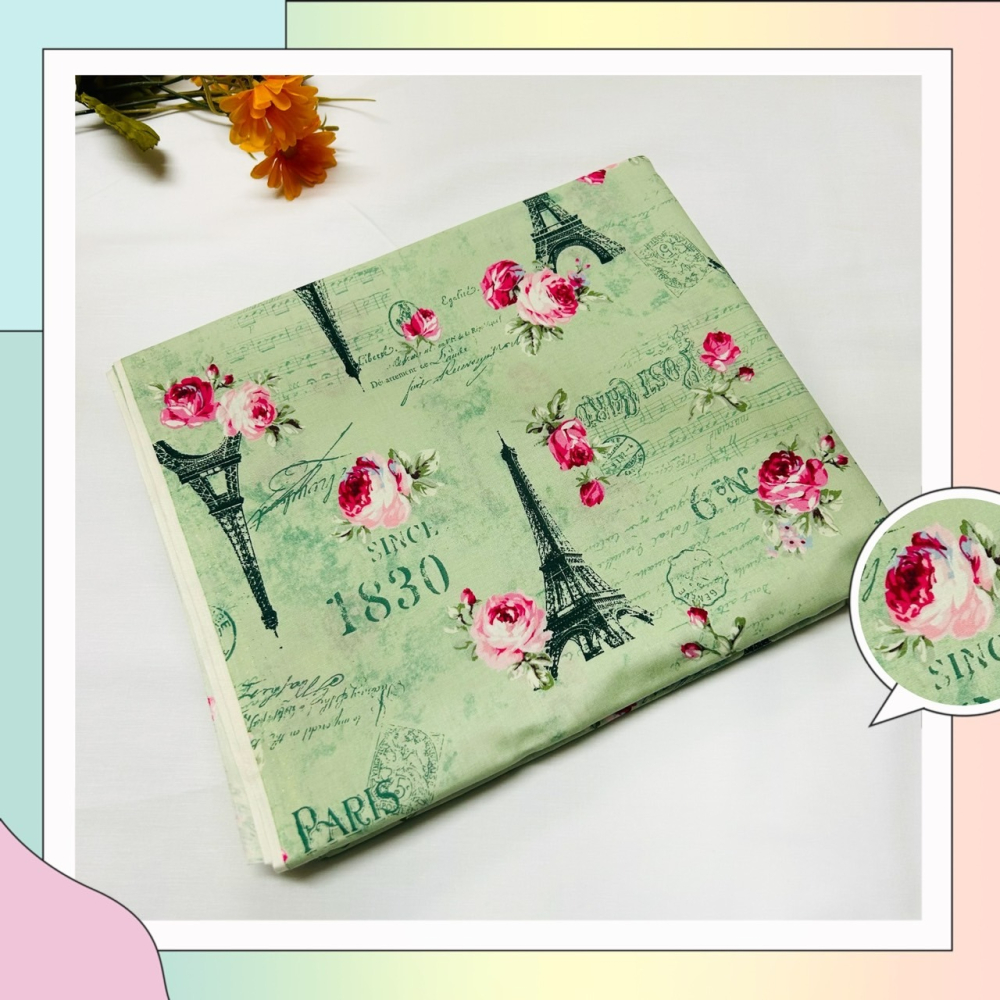 ⟪方糖拼布⟫玫瑰印花布/純棉100% /拼布/手作/超好看/賣完就沒有了！ /特價出清好看的布！/日本製/美國製-細節圖7