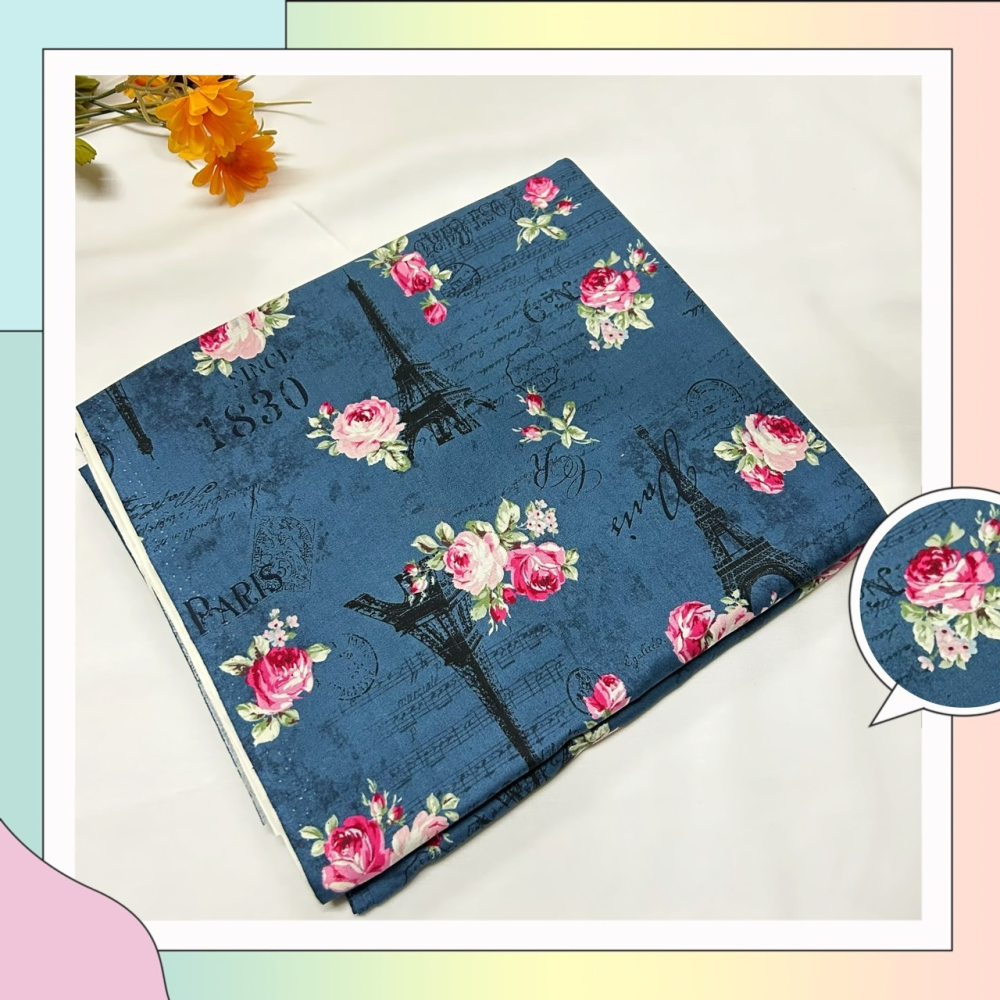 ⟪方糖拼布⟫玫瑰印花布/純棉100% /拼布/手作/超好看/賣完就沒有了！ /特價出清好看的布！/日本製/美國製-細節圖8