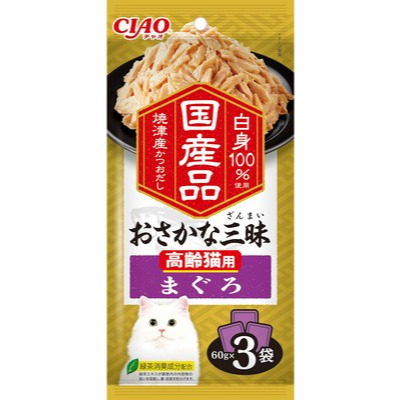 CIAO 奢華國產魚綜合海鮮三昧貓餐包 60gX3入 副食餐包 貓餐包 日本 寵物食品-規格圖2