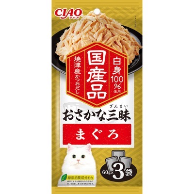 CIAO 奢華國產魚綜合海鮮三昧貓餐包 60gX3入 副食餐包 貓餐包 日本 寵物食品-規格圖2