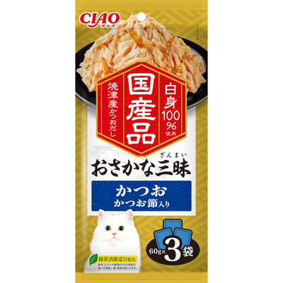 CIAO 奢華國產魚綜合海鮮三昧貓餐包 60gX3入 副食餐包 貓餐包 日本 寵物食品-規格圖2