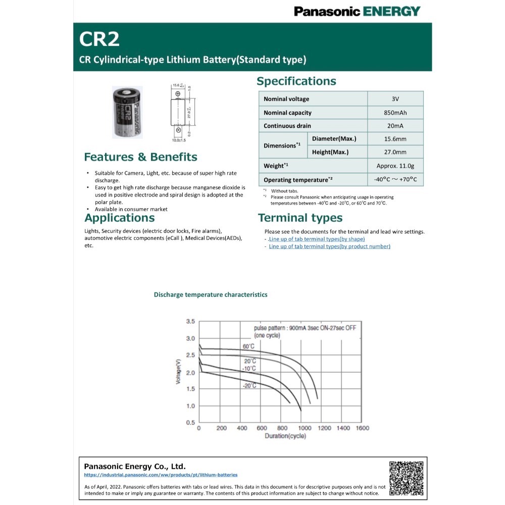 國際牌 Panasonic CR2 一次性鋰電池 3V 鋰電池 電池 拍立得電池 手電筒電池-細節圖2