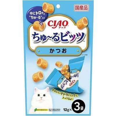 CIAO 迷你夾心肉泥捲餅乾 捲心酥 12Gx3包 貓零食 全齡貓 鮪魚 干貝 柴魚片 宗田鰹魚-規格圖2