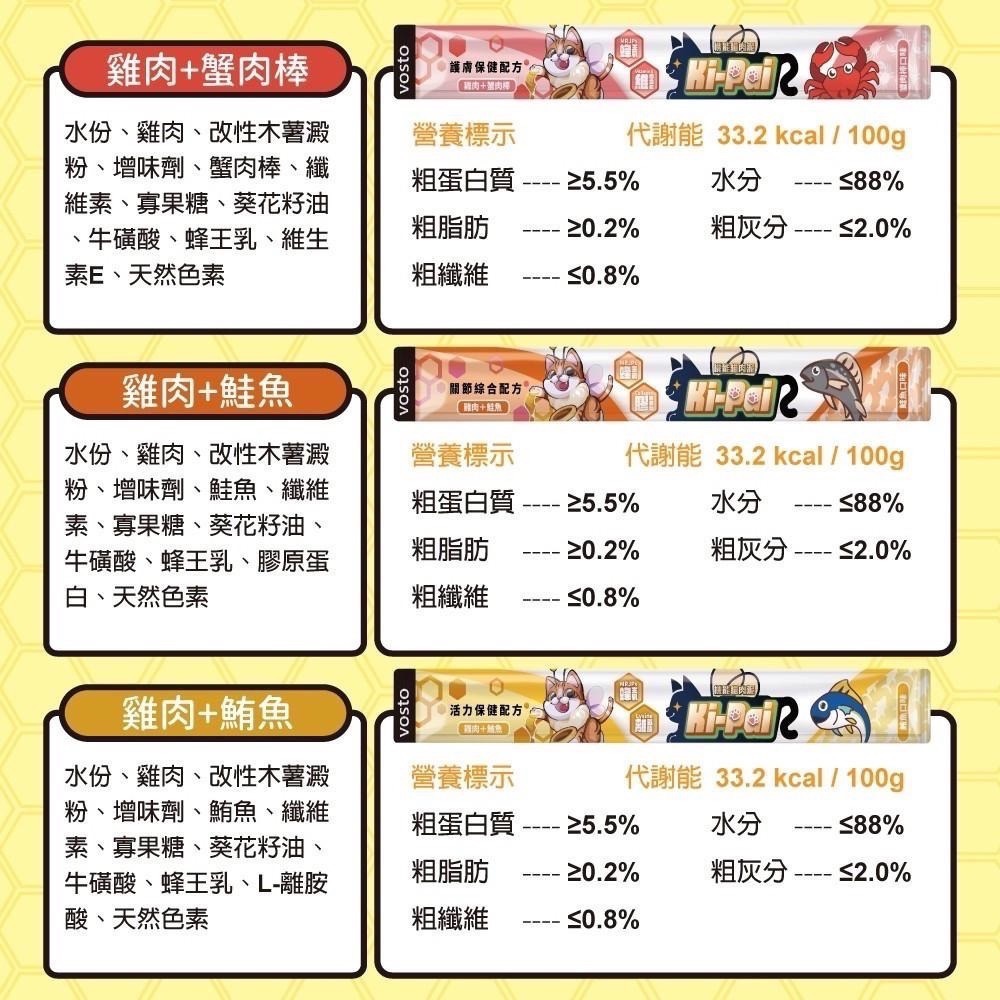 Vosto 肉泥 Ki-Pai 機能貓肉泥 15g 蜂王乳貓肉泥 貓肉泥 貓零食 牛磺酸 全齡貓-細節圖3